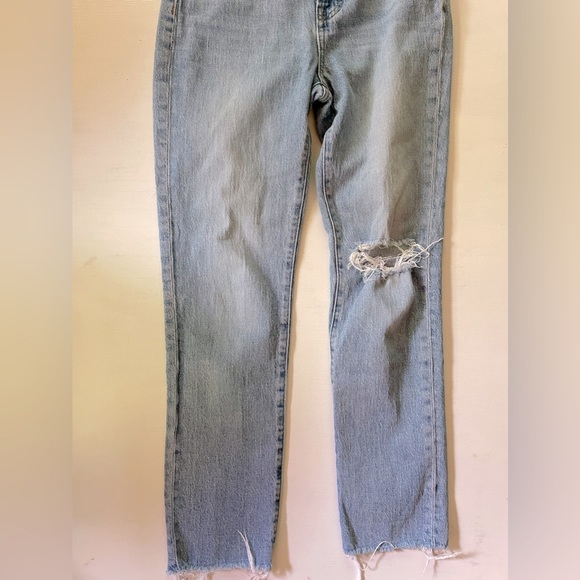 Madewell The Perfect Vintage Jean High Rise Raw Hem Destroyed Light Blue Sz 25 - Picture 2 of 5